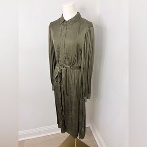 Scotch & Soda Karis Relaxed Fit Shirt Dress In Green Size M